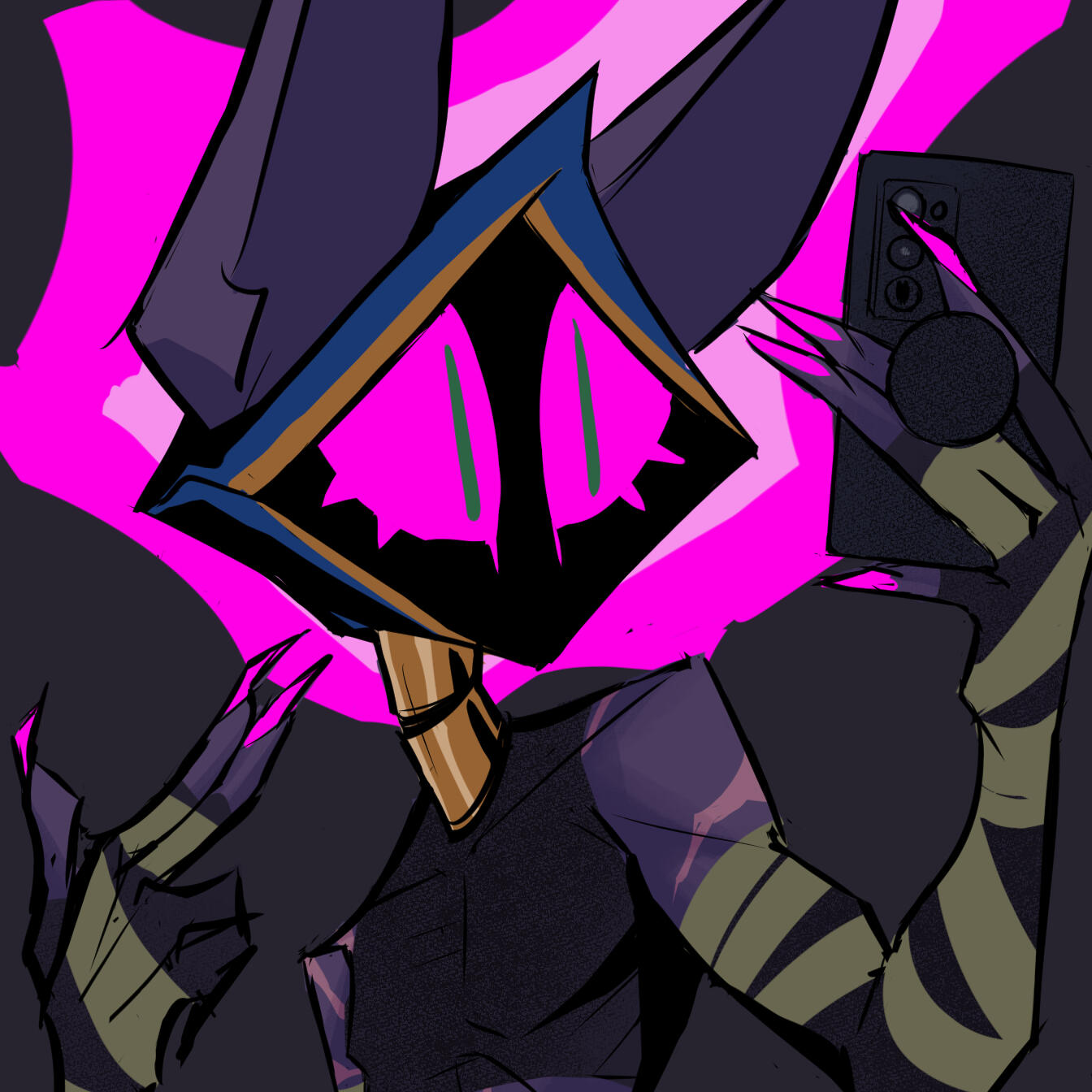 @blazinmeow (image depicts the persona / oc that the creator blazinmeow presents himself as online)